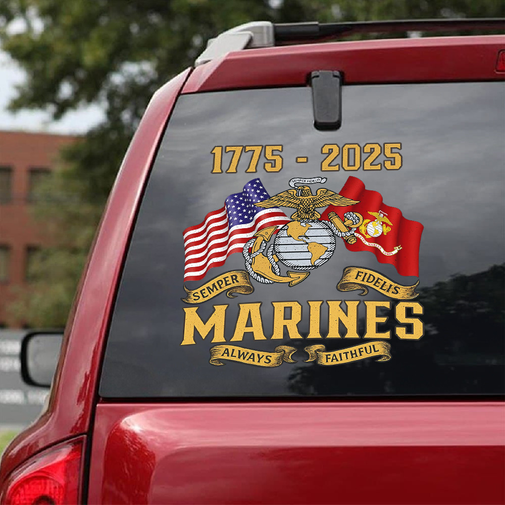 US Marine Corps Semper Fi 250th Anniversary Car Sticker Always Faithful Decal USMC Merch