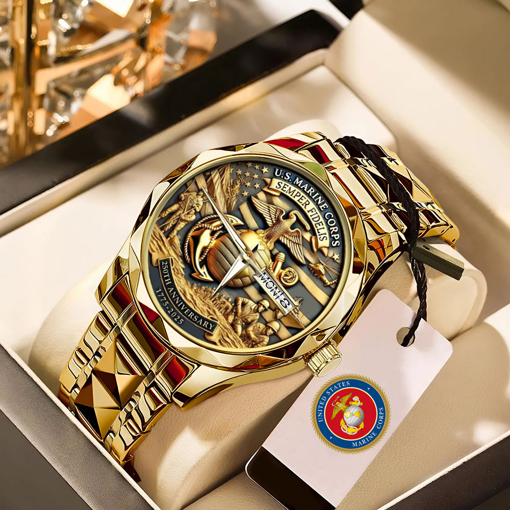 US Marine Corps Semper Fidelis 250th Anniversary Watch USMC Merch Gift For Veteran Dad