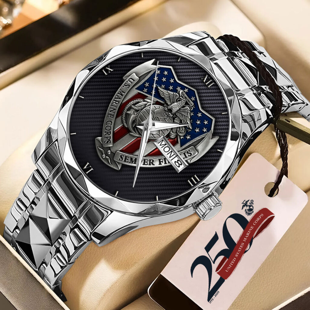 US Marine Corps Semper Fidelis Watch USMC Merch Patriotic Gifts For Dad