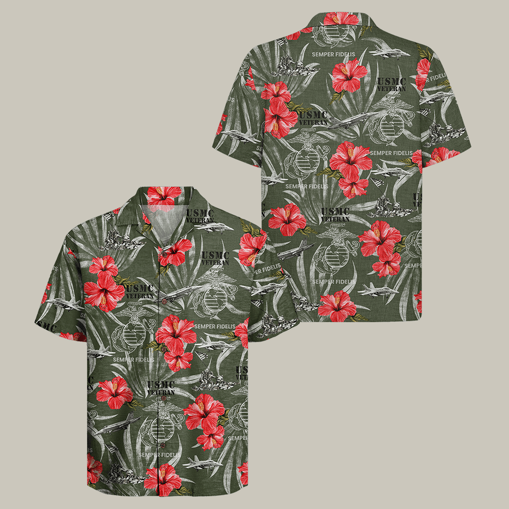 US Marine Corps Veteran 250th Anniversary Hawaiian Shirt Semper Fidelis Shirt Veteran Gift