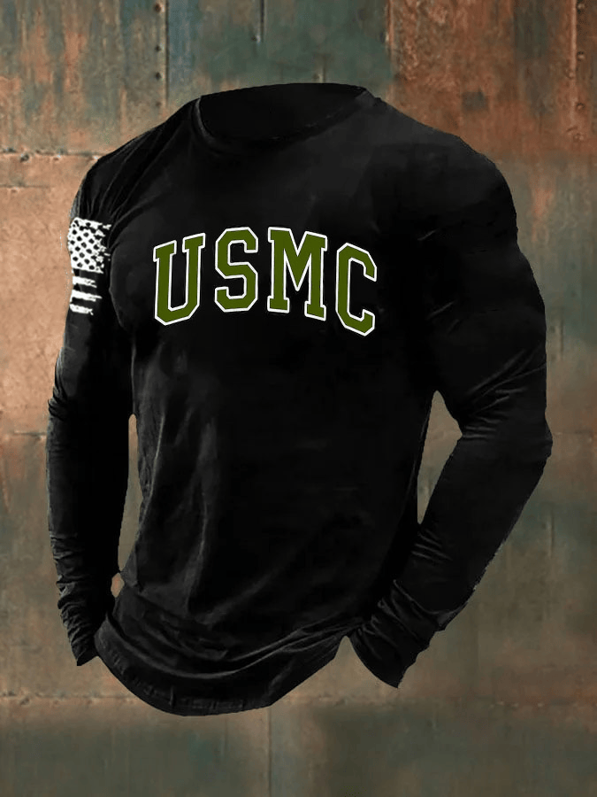 US Marine Corps Veteran Long Sleeve Shirt American Flag Marines Clothing USMC Christmas Gifts