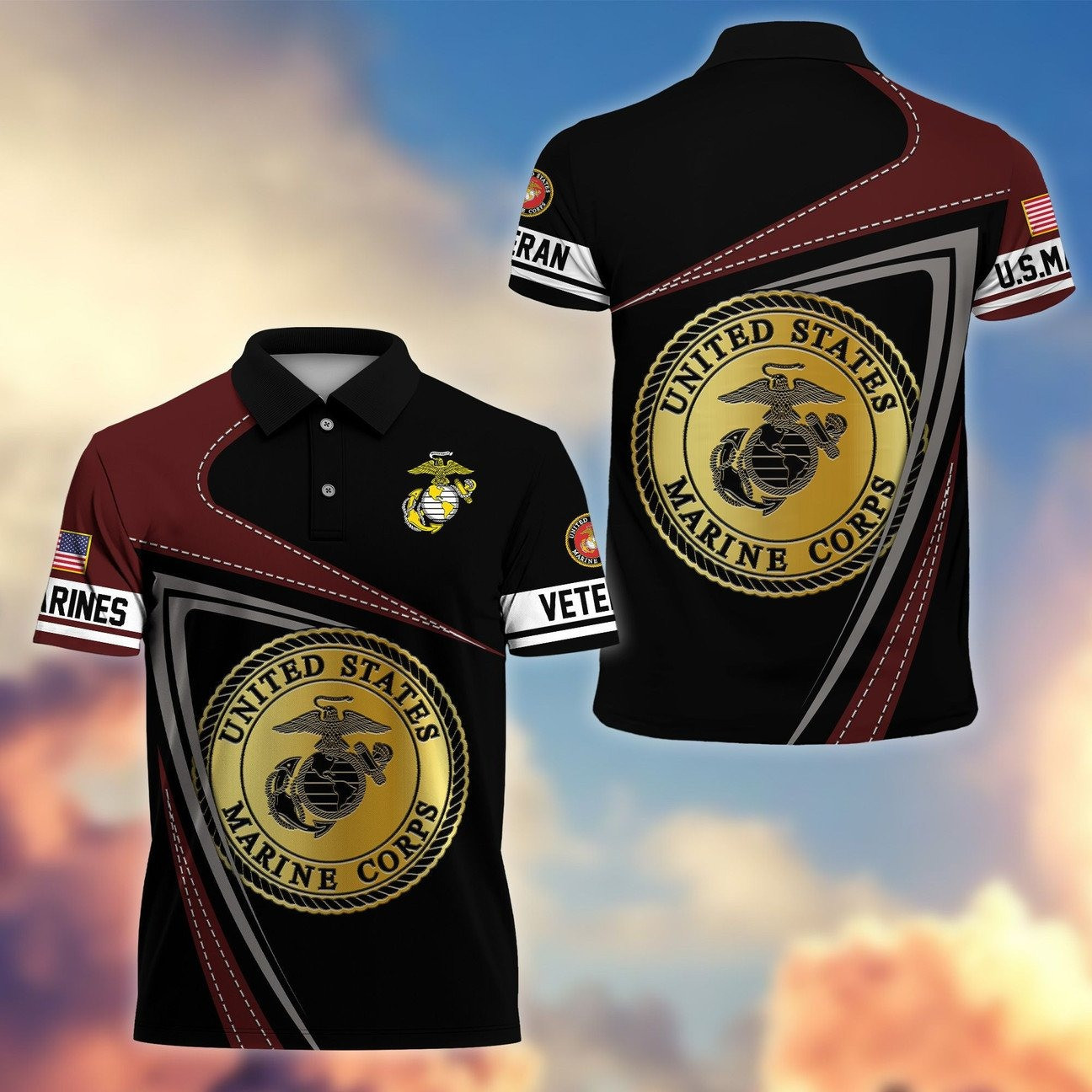 US Marine Seal Polo Shirt Official Military Gift for Dad and Husband and Friends on Veterans Day