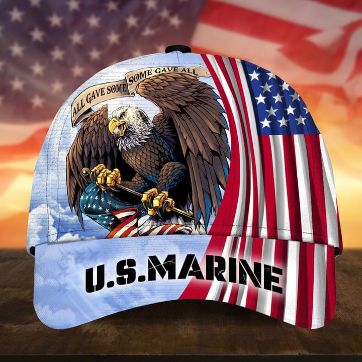 US Marine Veteran Patriotic Eagle Hat With All Gave Some Some Gave All Cap Military Gift For Veterans