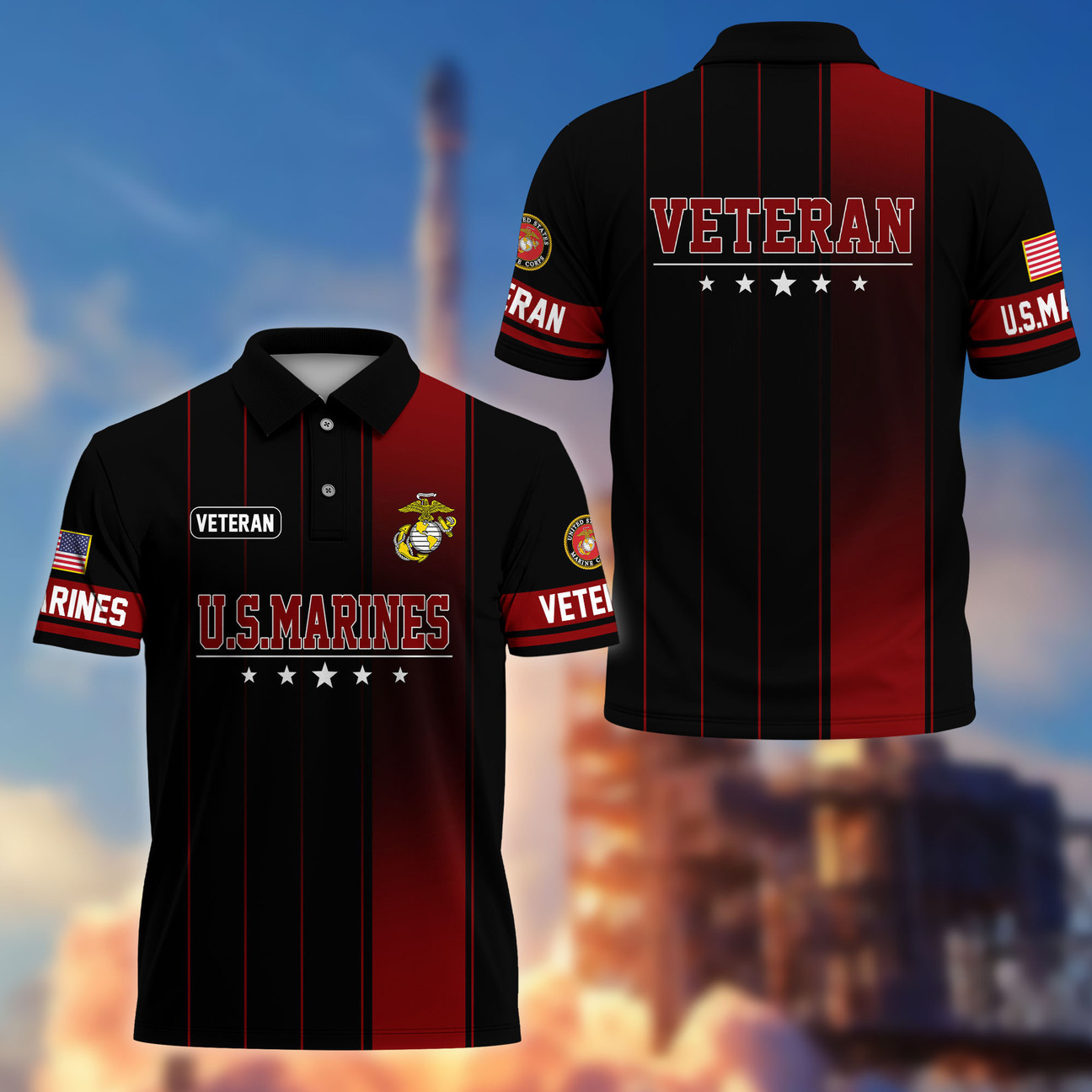 US Marine Veterans Polo Shirt Veterans Day Shirt Patriotic Gift For Marines
