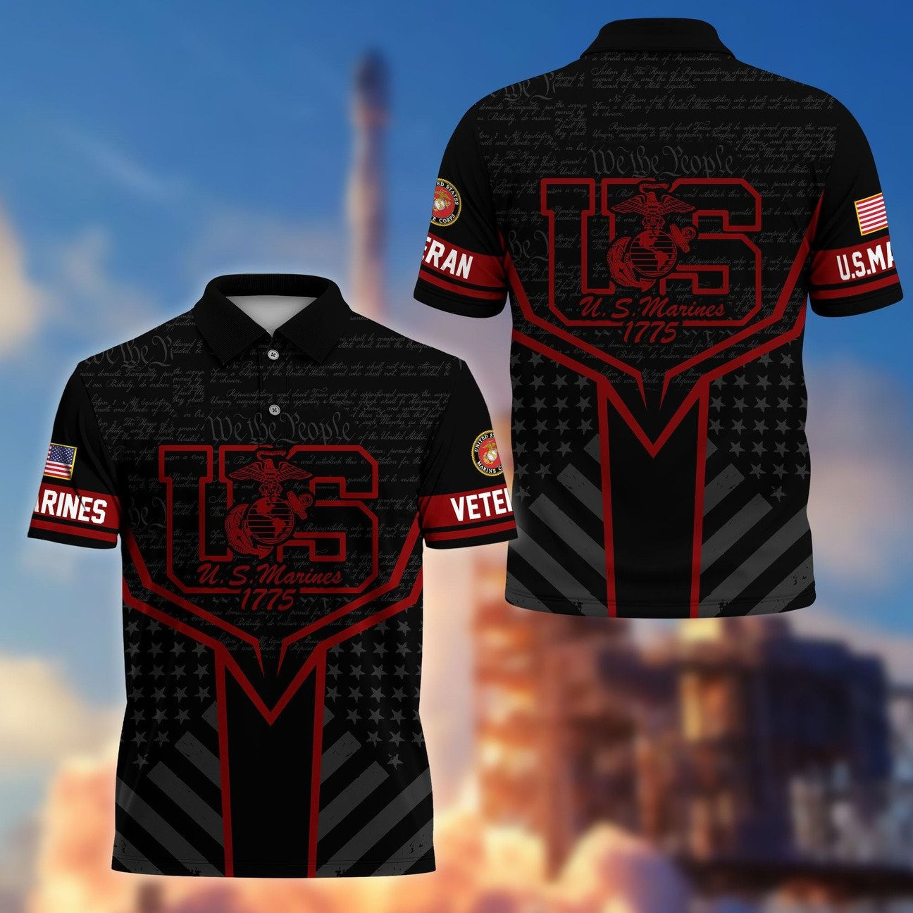 US Marine Veterans Polo Shirt We The People USMC Shirt Perfect Gift for Father