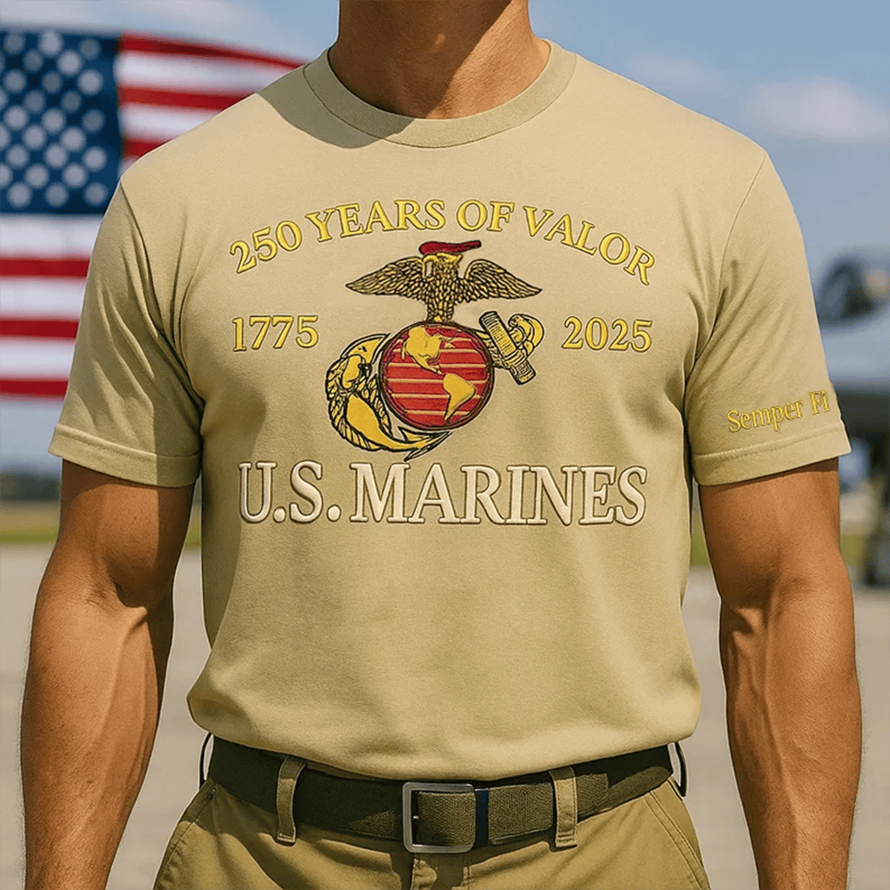 US Marines 250 Years Of Valor 1775 2025 T-Shirt Semper Fi Patriotic Shirt Gifts For Dad