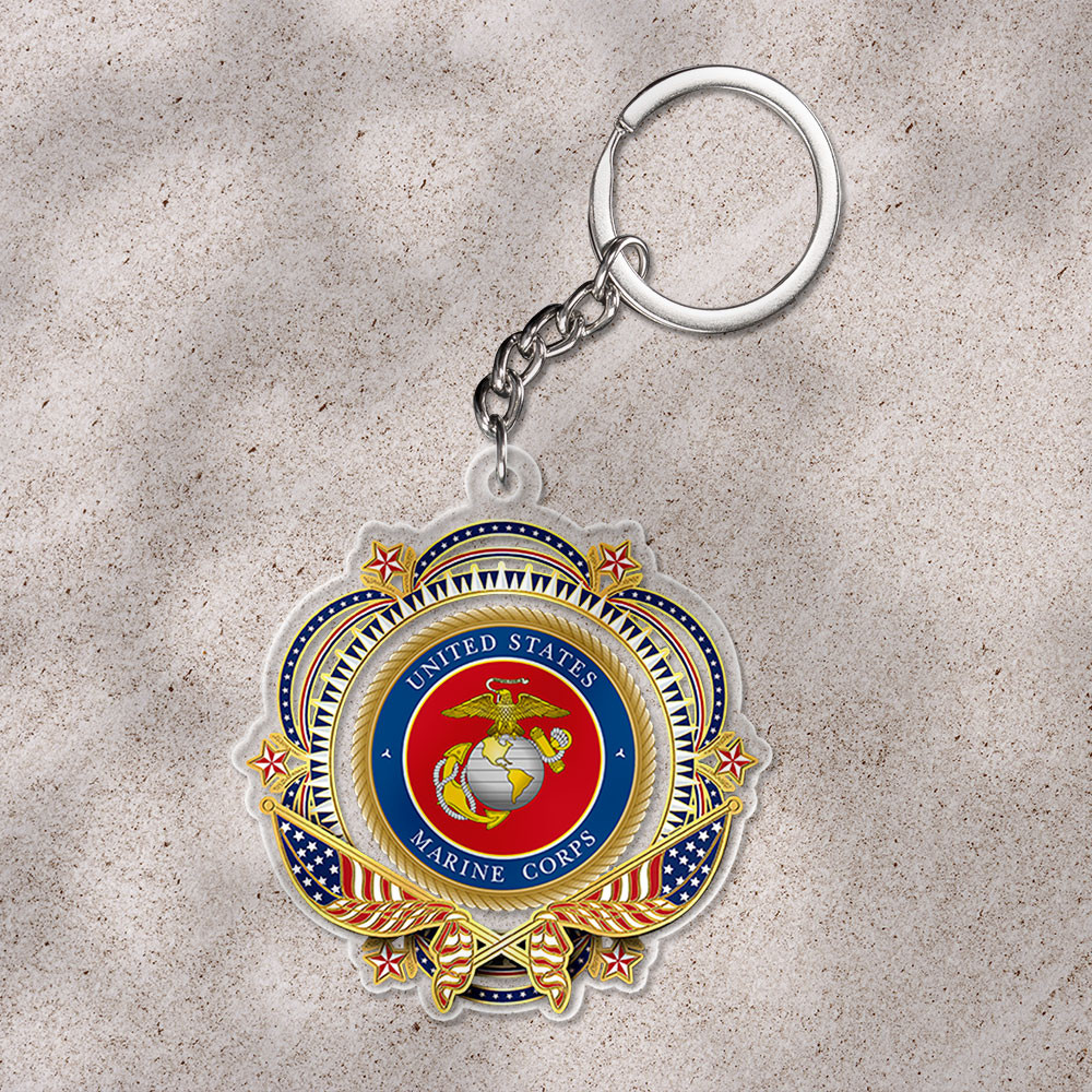 US Marines 250Th Anniversary 1775 2025 Keychain American Flag Pattern Veteran Decor USMC Gifts
