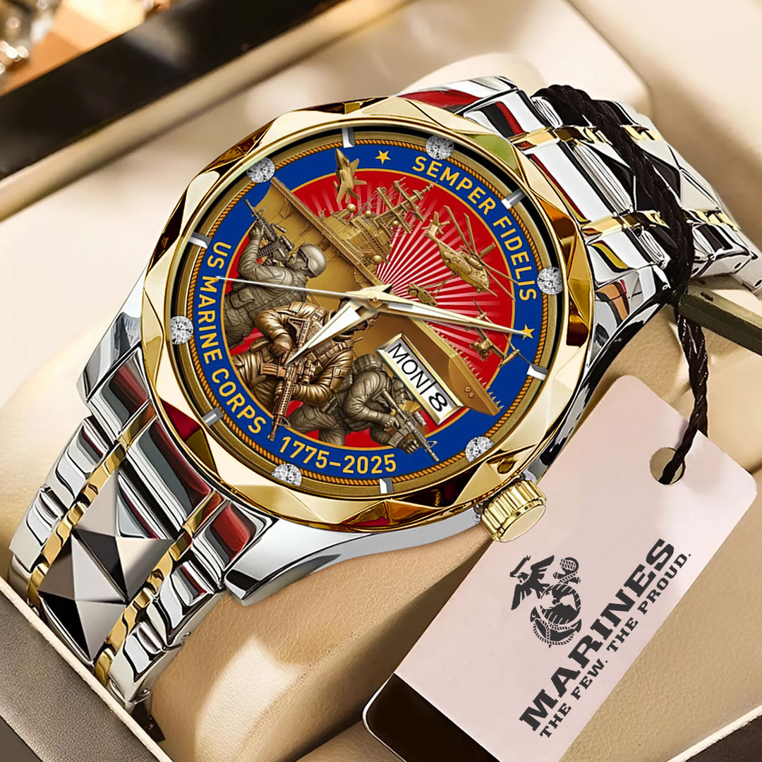 US Marines 250th Anniversary 1775 2025 Watch Semper Fidelis Marines Watch Gift For Him