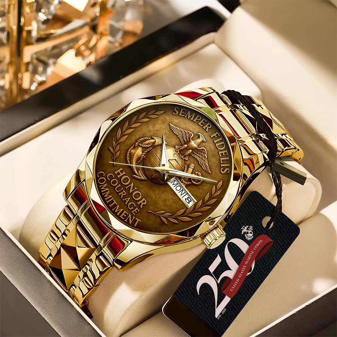 US Marines 250Th Anniversary 1775 2025 Watch Semper Fidelis Mens Stylish Watch USMC Gift