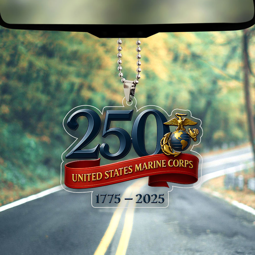 US Marines 250th Anniversary 2025 Car Ornament 1775 2025 Car Decorations Gift For Father