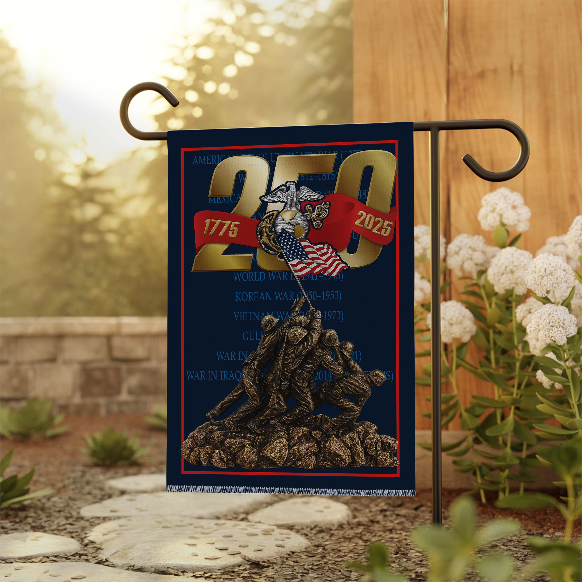 US Marines 250th Anniversary 2025 Garden Flag Patriotic Flag Veteran Gift Ideas