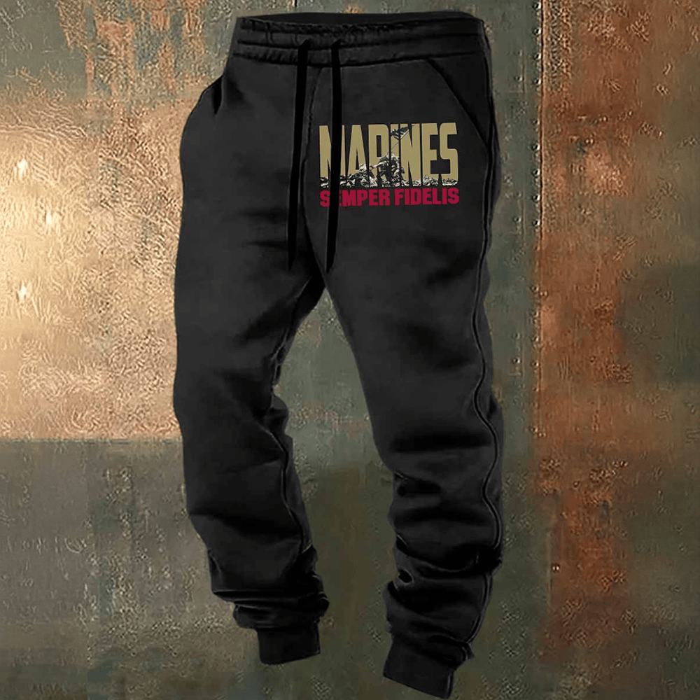 US Marines 250Th Anniversary Black Sweatpants Semper Fidelis Usmc Merch Gifts For Him