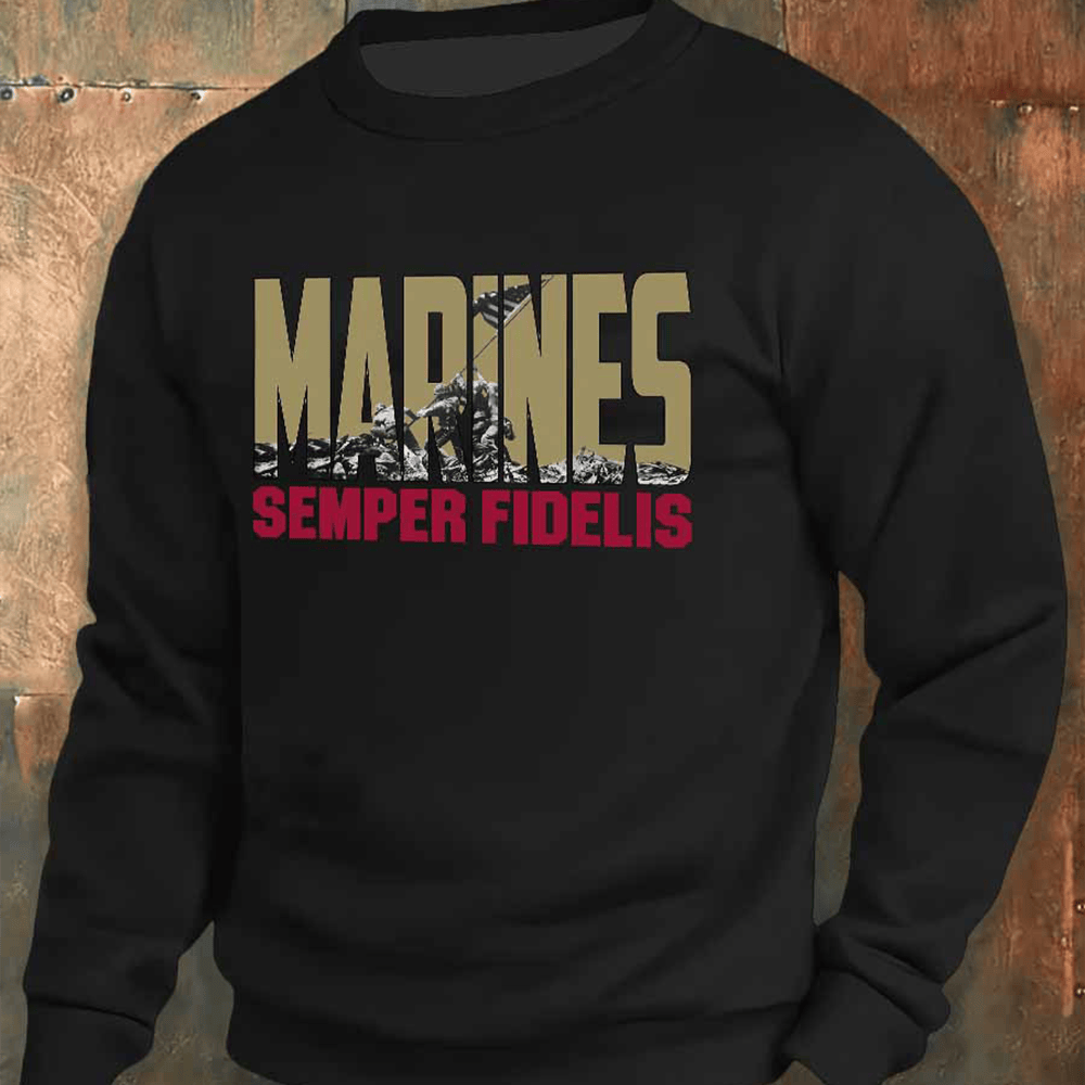US Marines 250Th Anniversary Black Sweatshirt Semper Fidelis Usmc Merch Marine Corps Gift Ideas
