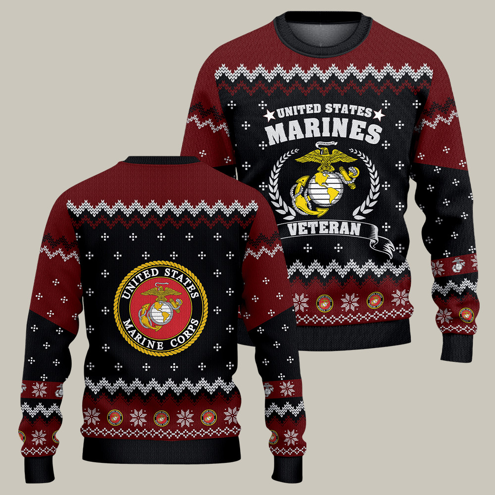 US Marines 250th Anniversary Christmas Ugly Sweater Usmc Clothing Xmas Gift Ideas
