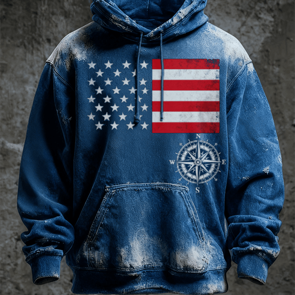 US Marines 250th Anniversary Flag Vintage Hoodie Pattern Graphic Patriotic Gift For Veteran
