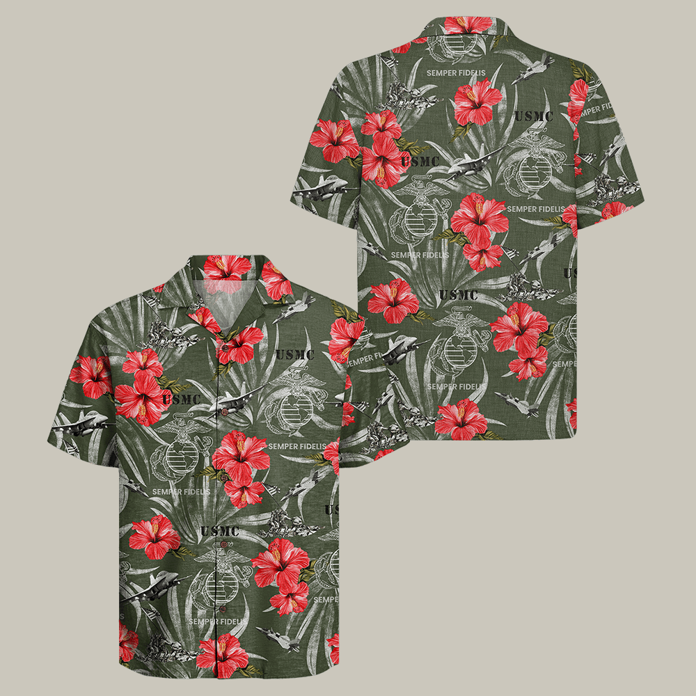 US Marines 250th Anniversary Hawaiian Shirt Semper Fidelis Shirt USMC Gift For Veteran