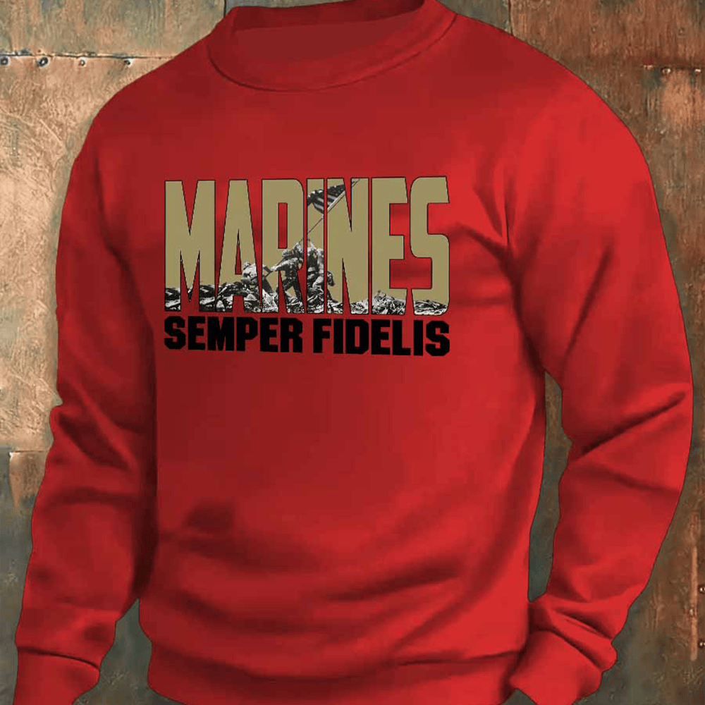 US Marines 250Th Anniversary Red Sweatshirt Semper Fidelis Usmc Merch Marine Corps Gift Ideas