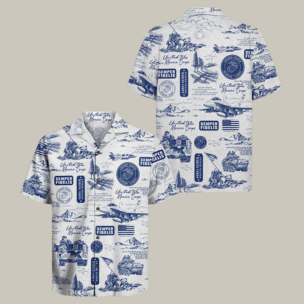 US Marines 250th Years Of Honor Hawaiian Shirt Semper Fidelis Clothes Marine Corps Gift Idea