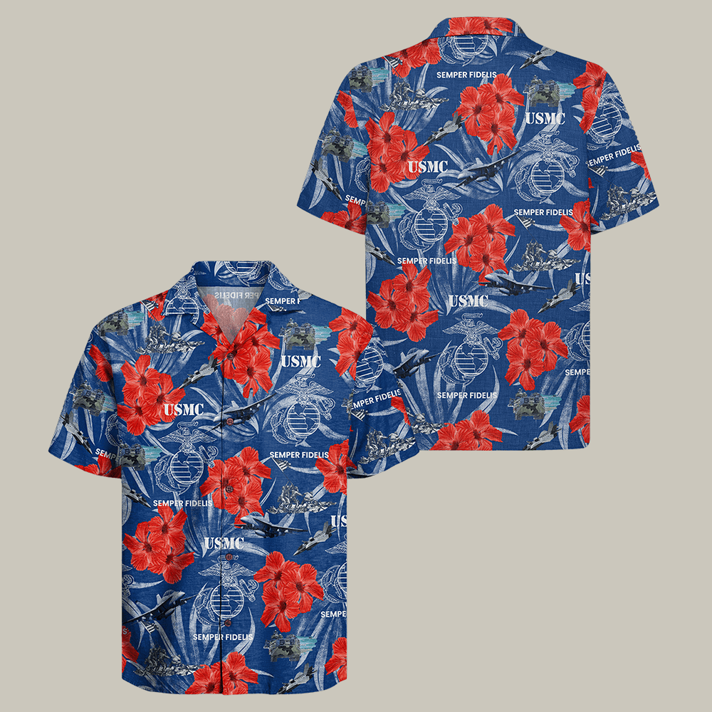 US Marines 250th Years Of Service Hawaiian Shirt Floral USMC Clothes Gift For Veteran