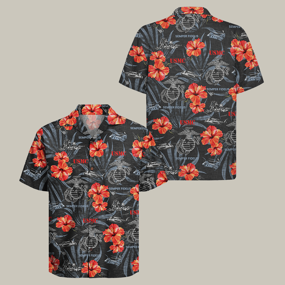 US Marines 250th Years Of Service Hawaiian Shirt USMC 250Th Anniversary Shirt Patriotic Gift