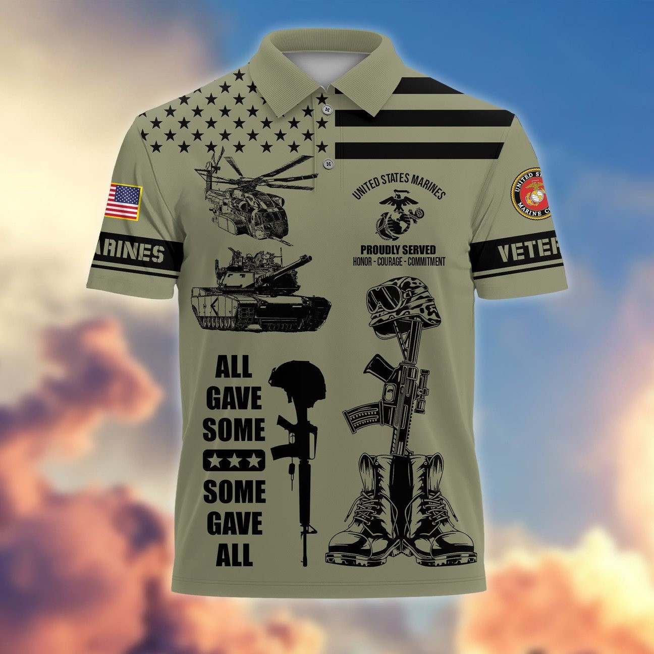 US Marines All Gave Some Proudly Served Polo Shirt Perfect Gift for For Dad and Husband on Veterans Day