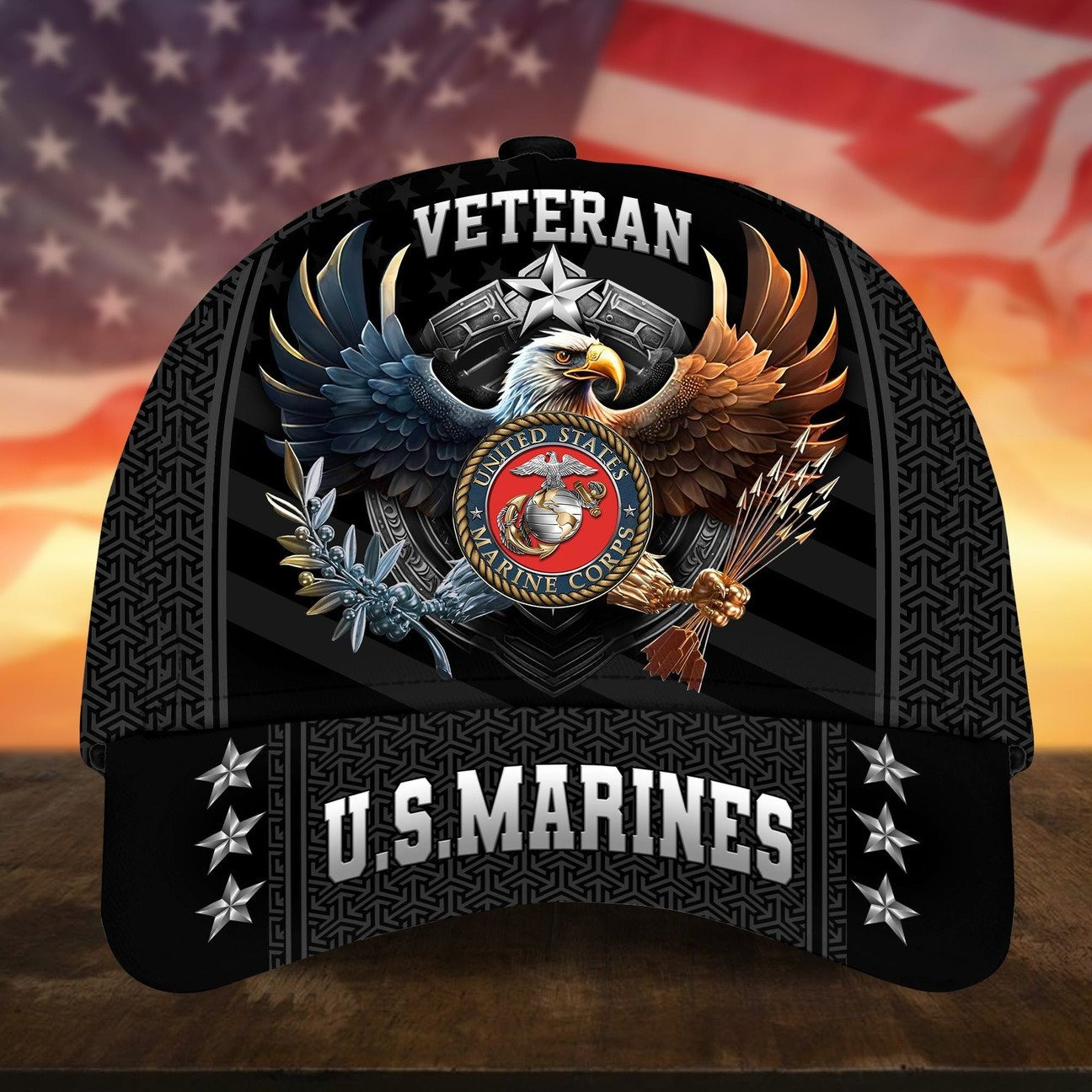 US Marines American Bald Eagle Military Cap Gift for Proud United States Heroes on Veterans Day