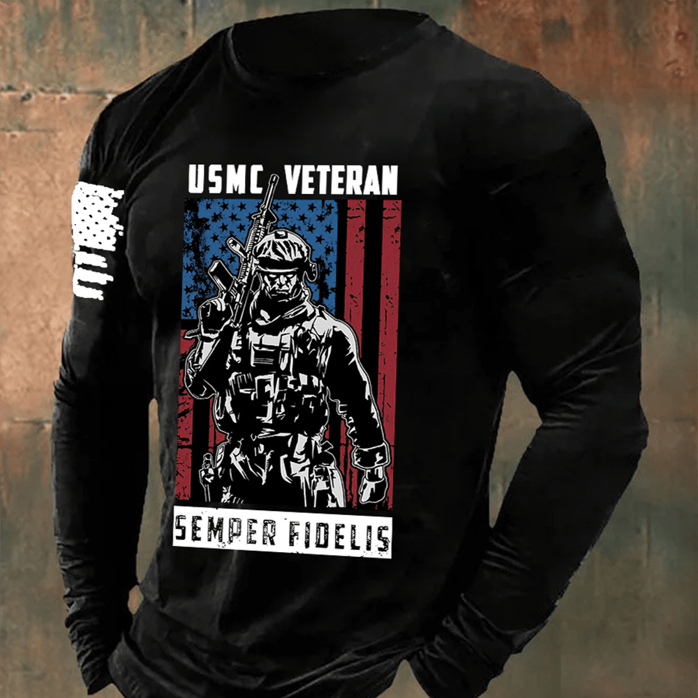 US Marines Black Long Sleeve Shirt Semper Fidelis Marine Clothing Unique Marine Corps Gifts