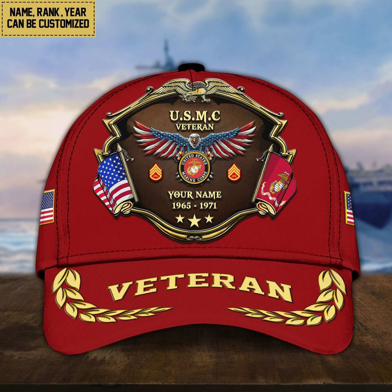 US Marines Custom Personalized Cap Proudly Served Gift For Army on Veterans Day