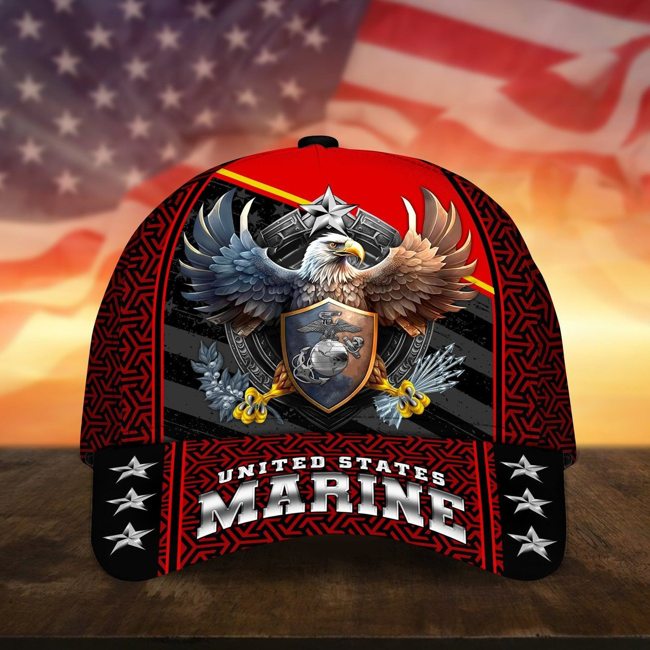 US Marines Eagle Patriotic Military with American Shield Cap Gift For Proud Militaries on Veterans Day