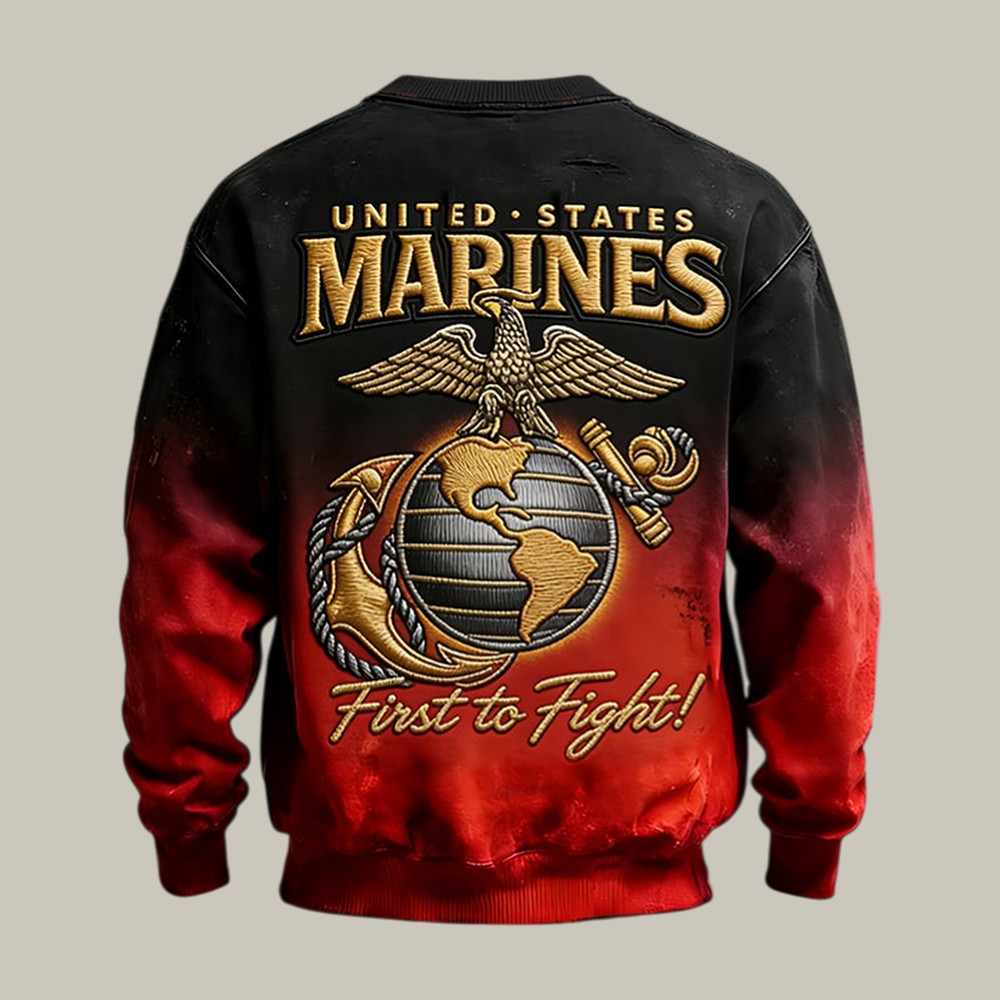 US Marines First To Fight Sweatshirt Marines Veteran Apparel Present Idea For Patriotic Dad