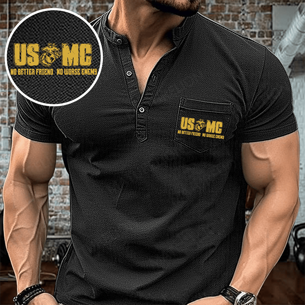 US Marines No Better Friend No Worse Enemy Button Shirt Usmc Merch Us Marine Corps Gifts