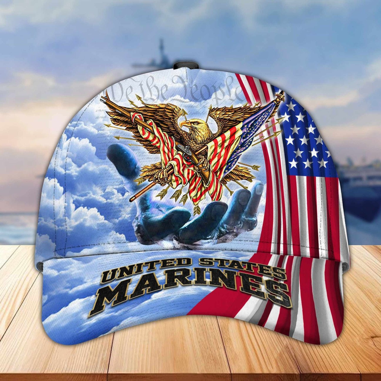 US Marines Patriotic Eagle Baseball Hat USA Flag Cap Gift For Husband
