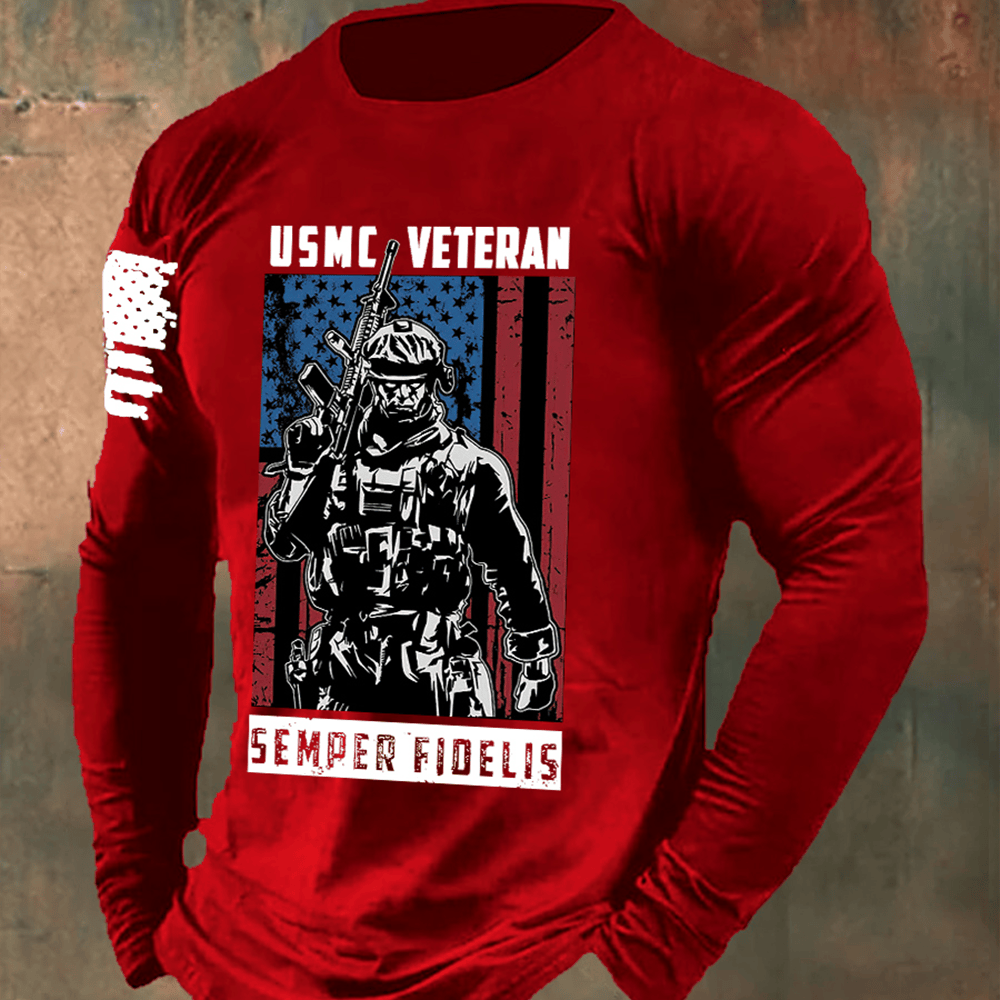 US Marines Red Long Sleeve Shirt Semper Fidelis Marine Clothing Unique Marine Corps Gifts