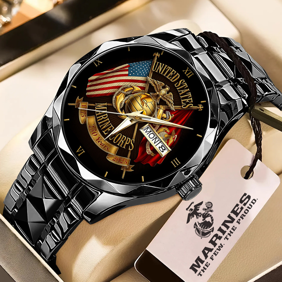 US Marines Veteran 250Th Anniversary Quartz Watch Proud Marine Corps USMC Watches For Men