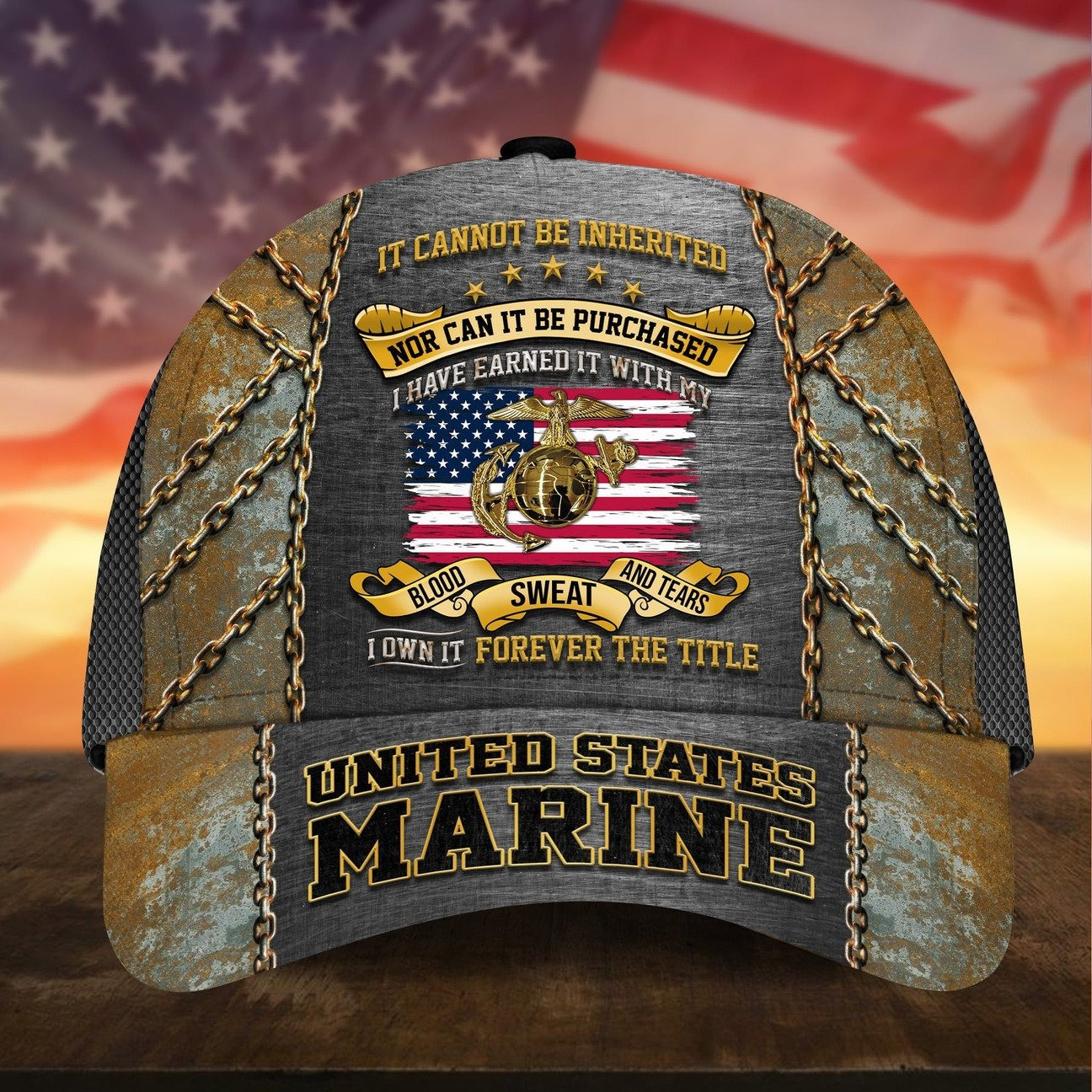 US Marines Veteran Blood Sweat and Tears Cap Gift For Proud Militaries on Veterans Day