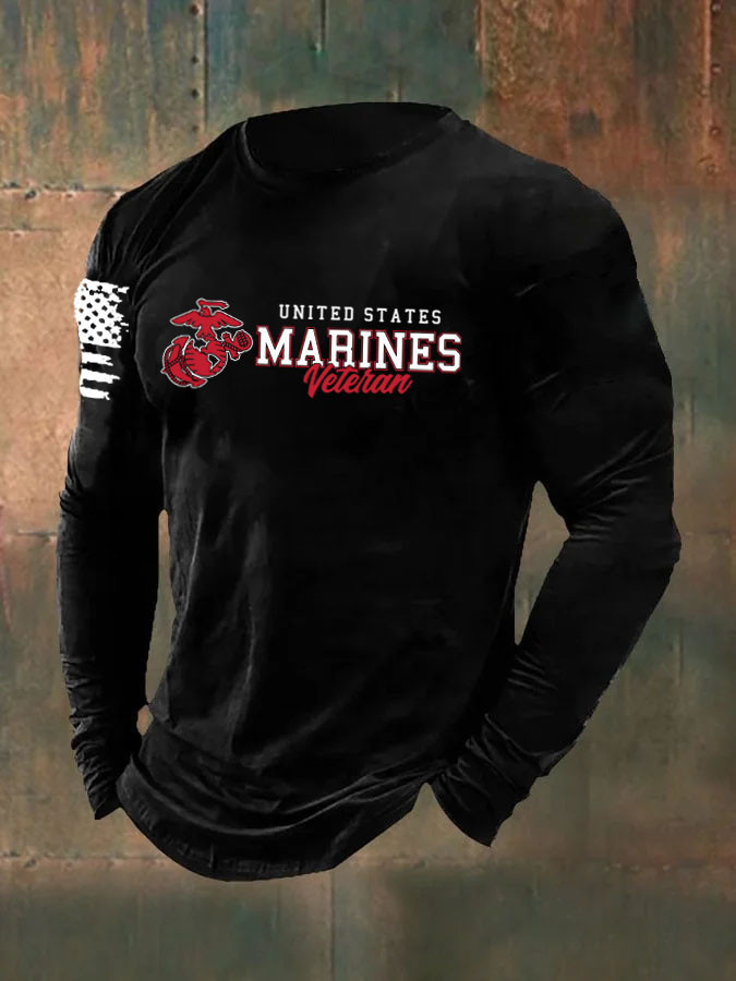 US Marines Veteran Long Sleeve Shirt Marine Corps Apparel USMC Gifts For Him