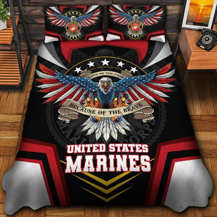 US Marines Veteran Quilted Bedding Set Duvet Cover Bedspread Gift Ideas For Her