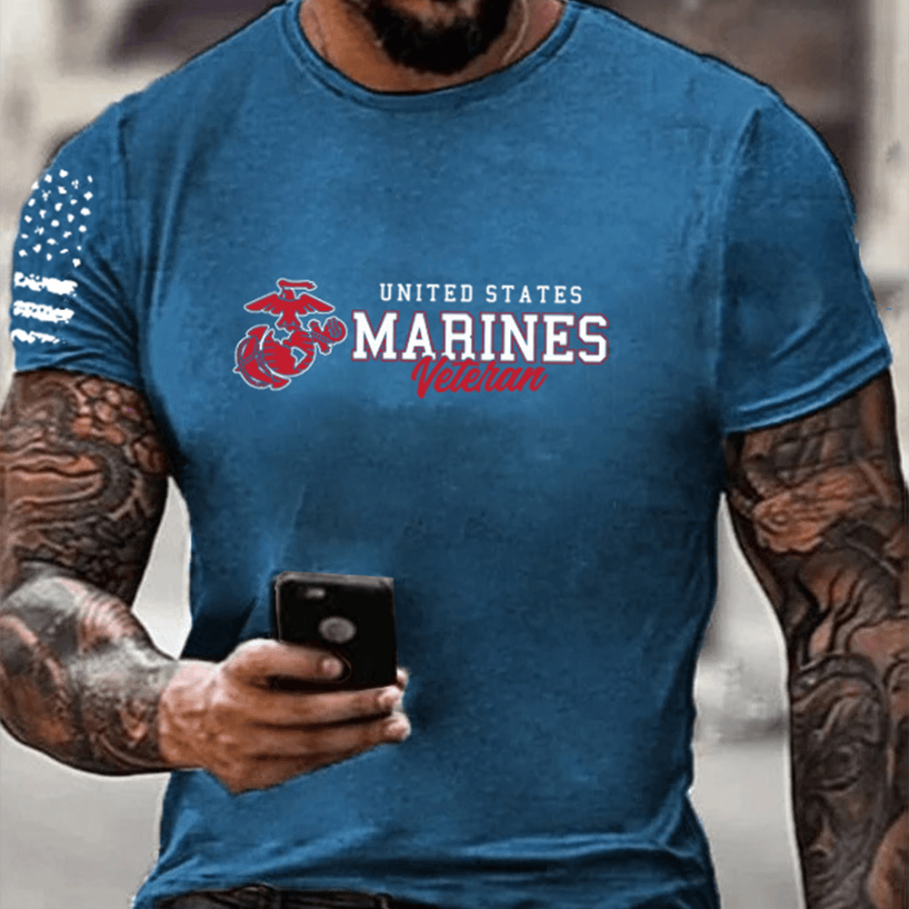 US Marines Veteran T-Shirt Proud Marines Veteran Usmc Merch Great Gifts For Marines