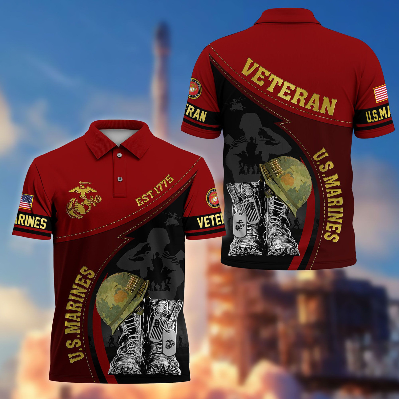 US Marines Veterans Polo Shirt Proudly Served USMC Shirt Best Gift for Husband