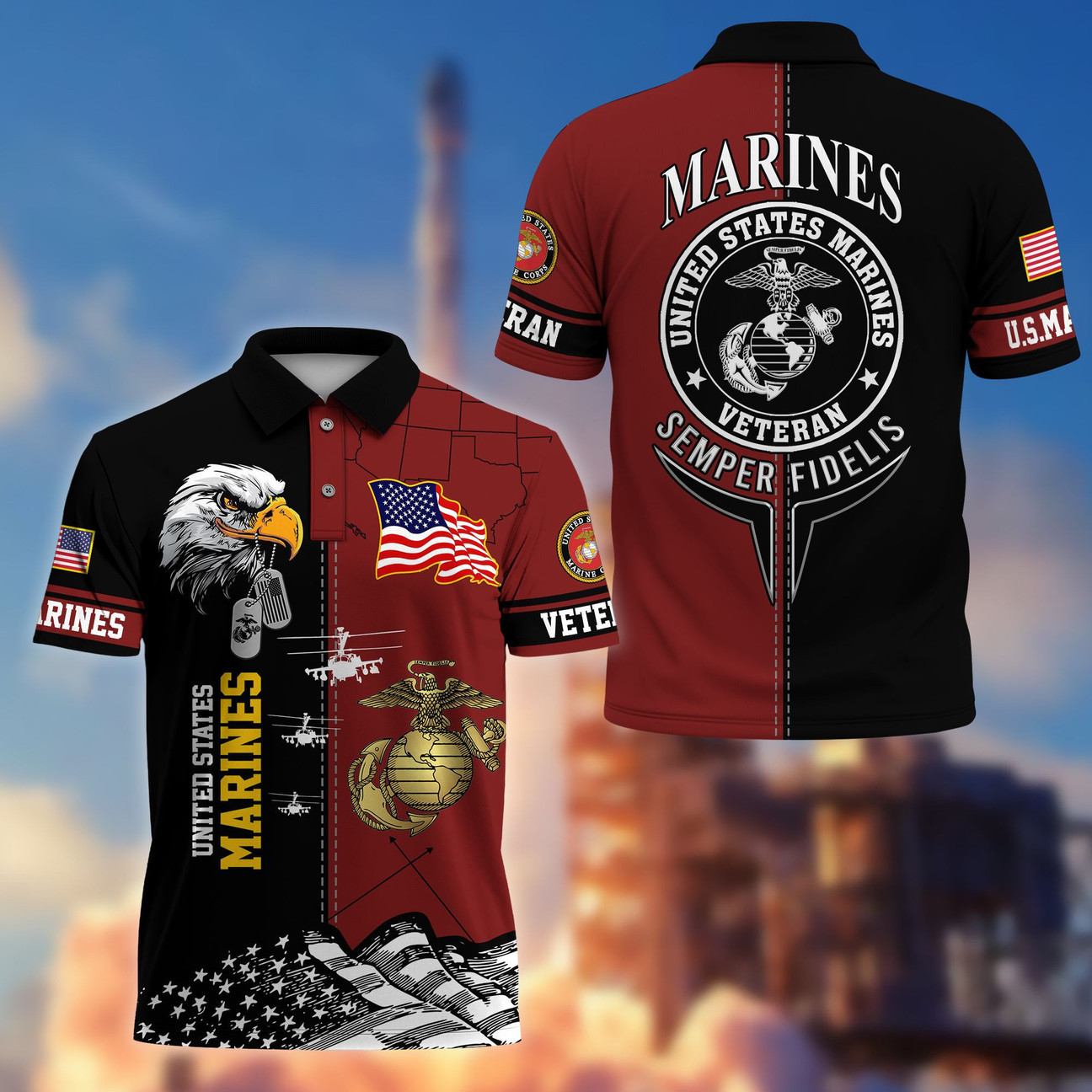 US Marines Veterans Polo Shirt USMC Shirt Best Gift for Marines Veterans