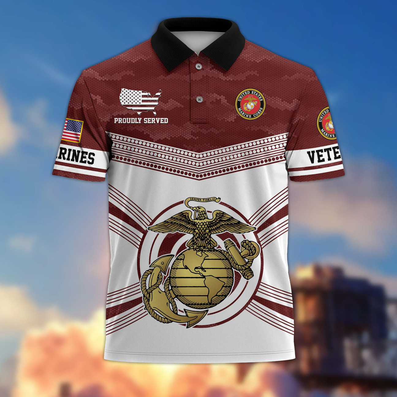 US Marines Veterans Proudly Served Polo Shirt Best Gift for Father and Husband on Veteran Day