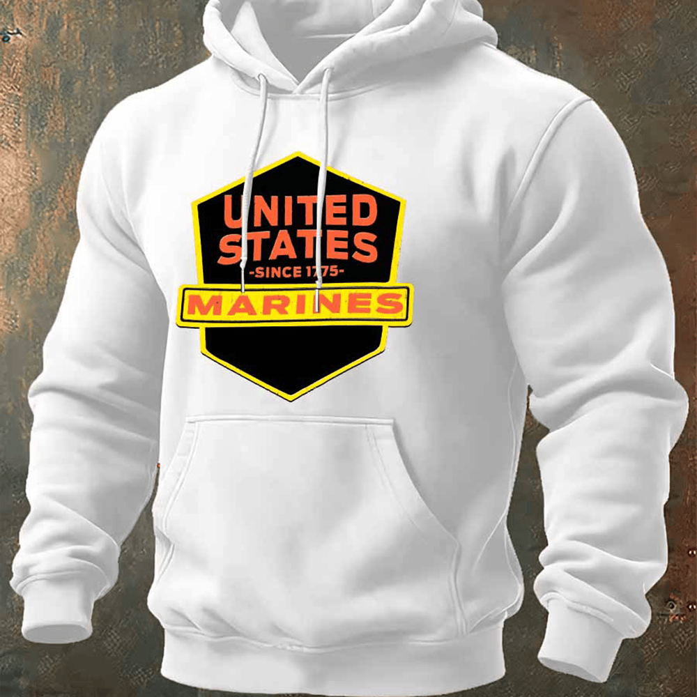 US Marines White Hoodie United States Marines Since 1775 Usmc Apparel Marine Retirement Gifts