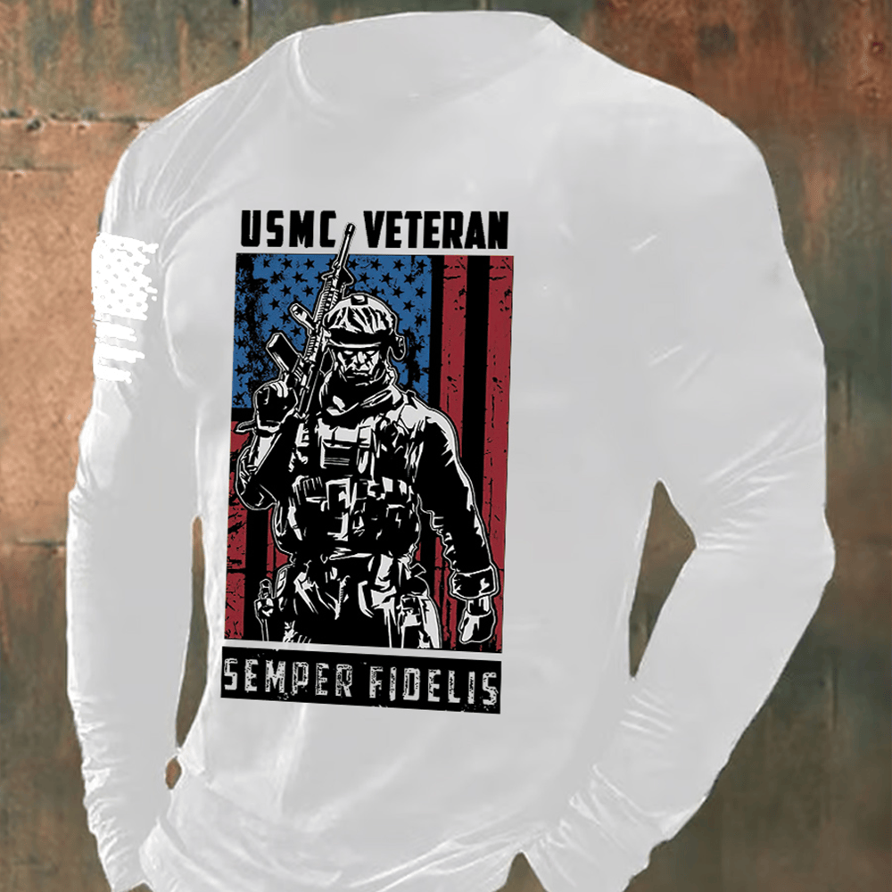 US Marines White Long Sleeve Shirt Semper Fidelis Marine Clothing Unique Marine Corps Gifts