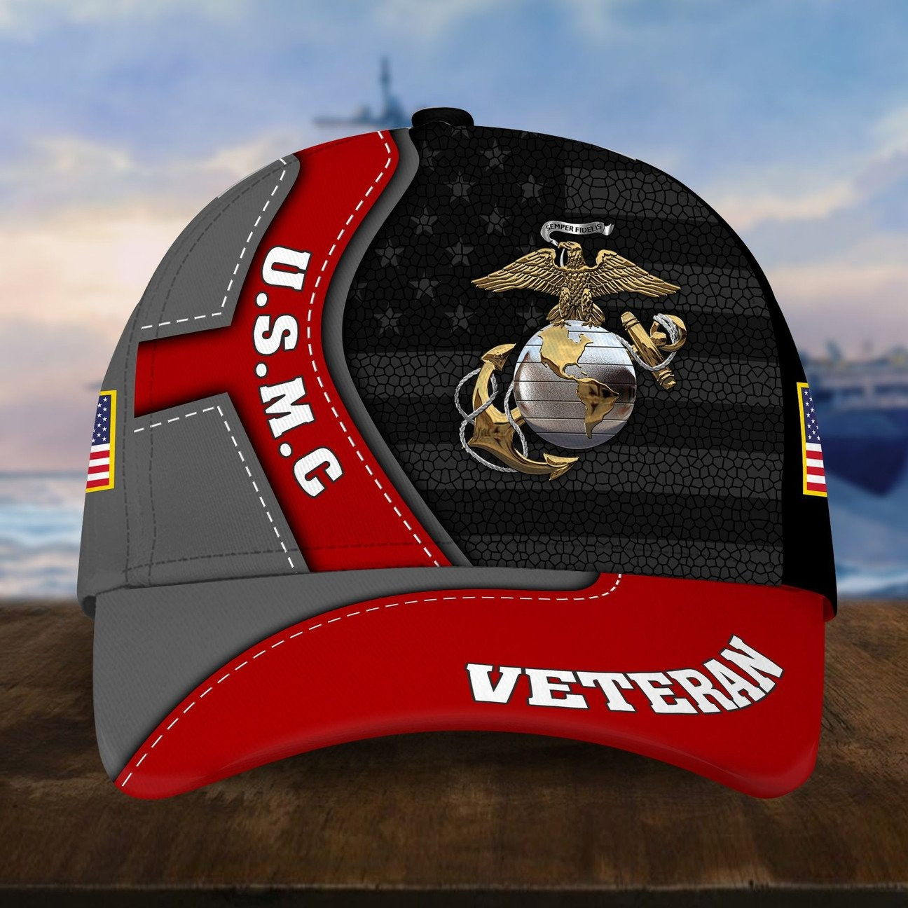 US Marines with Star Baseball Cap Proudly Served Gift For Army on Veterans Day