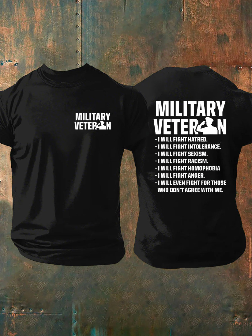 US Military Veteran T-Shirt I Will Fight Hatred Military Clothing Gifts For Retired Soldiers