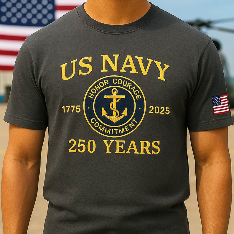 US Navy 1775 2025 250th Anniversary T-Shirt USN Merch Gifts For Dudes