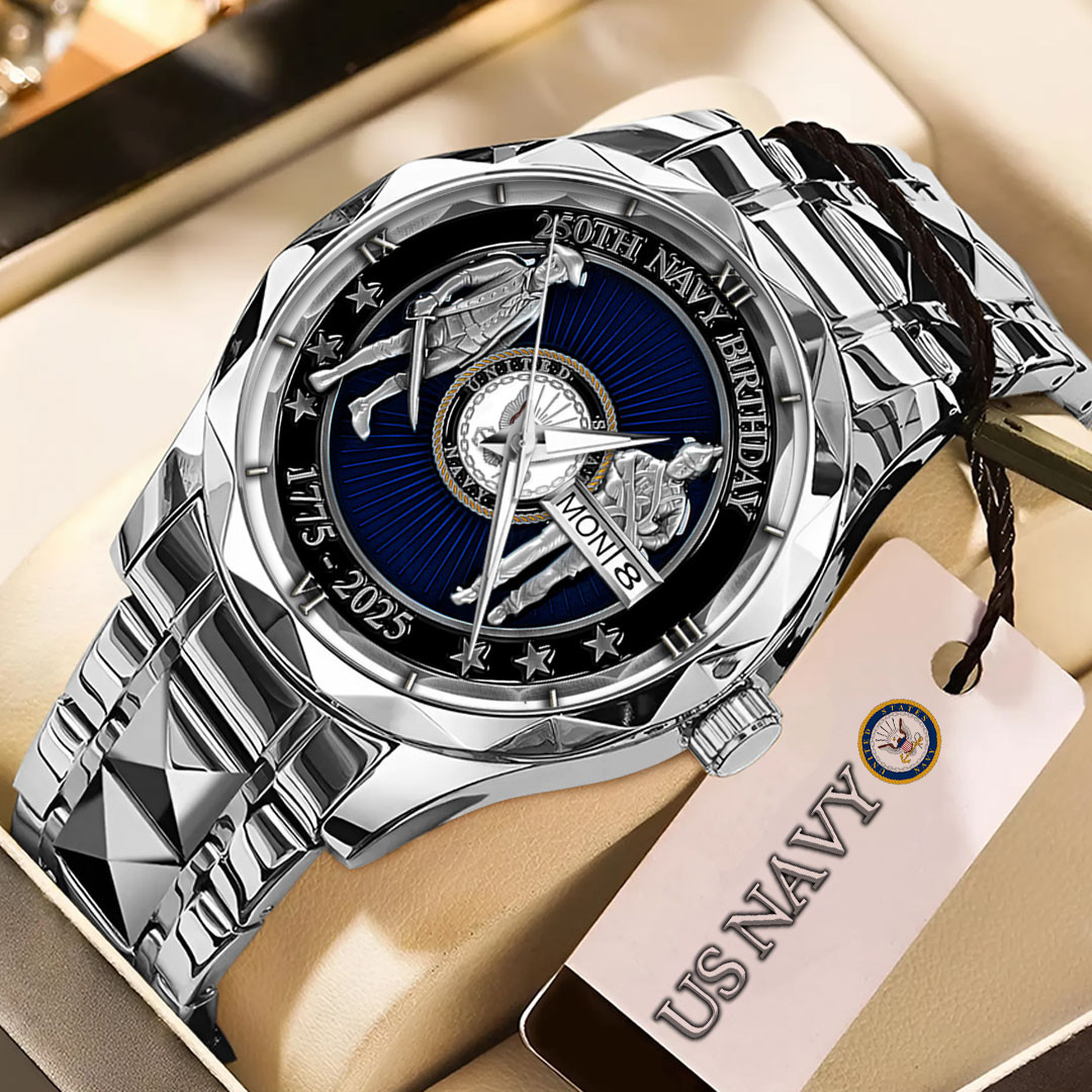 US Navy 250 Years Anniversary Watch 1775 2025 Proud Navy Patriotic Watch Gifts For Him