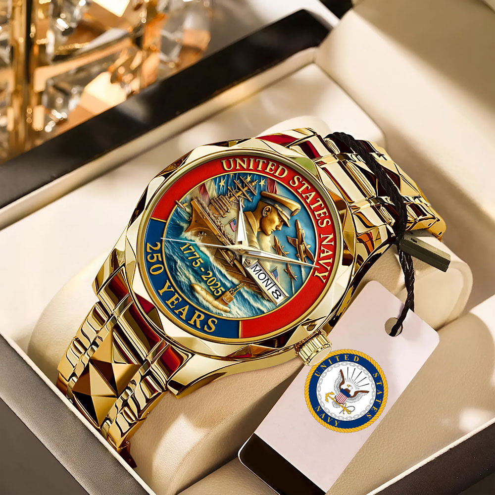 US Navy 250 Years Anniversary Watch Military Veteran Watch USN Merch Gifts For Dad