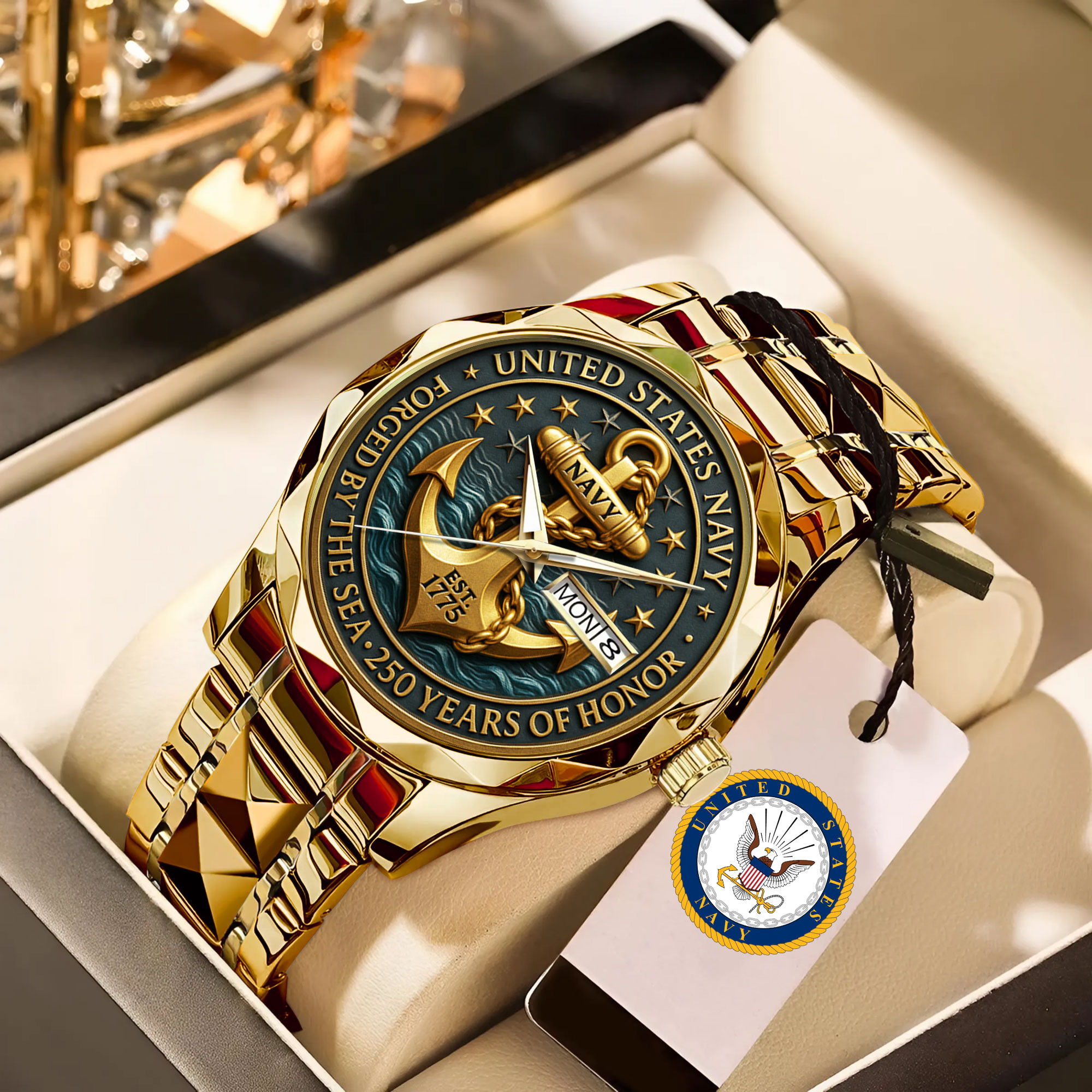 US Navy 250 Years Of Honor Watch Forged By The Sea Military Style Watch Father's Day Gift