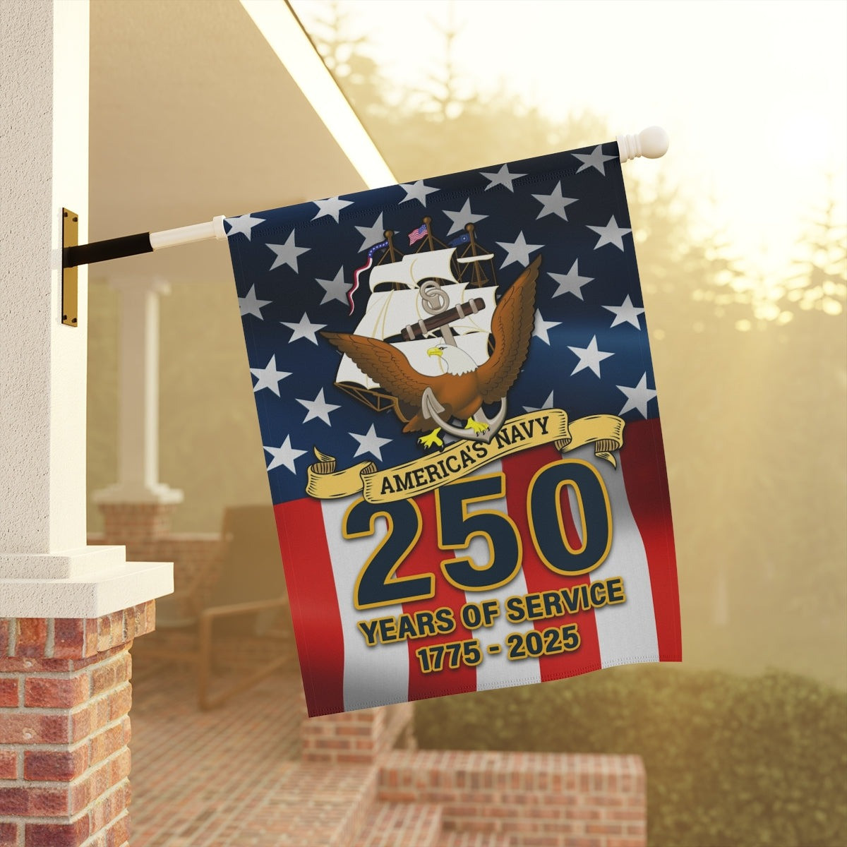 US Navy 250 Years Of Service Flag 1775 2025 America's Navy Home Decor Gifts For Patriots